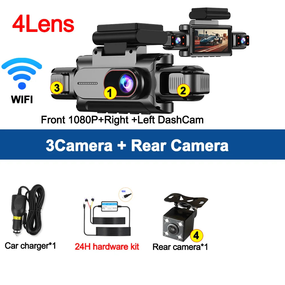 360°Auto Camera 1080P Video Recorder 3/4 Lens WIFI DashCam for Car DVR Black Box Night Vision 24H Parking Monitor Car Assecory