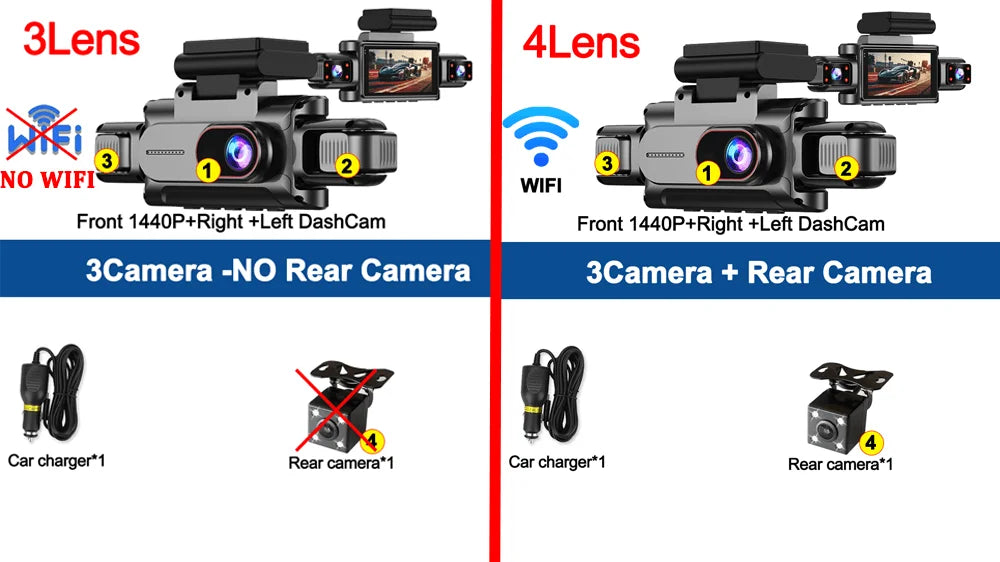 360°Auto Camera 1080P Video Recorder 3/4 Lens WIFI DashCam for Car DVR Black Box Night Vision 24H Parking Monitor Car Assecory