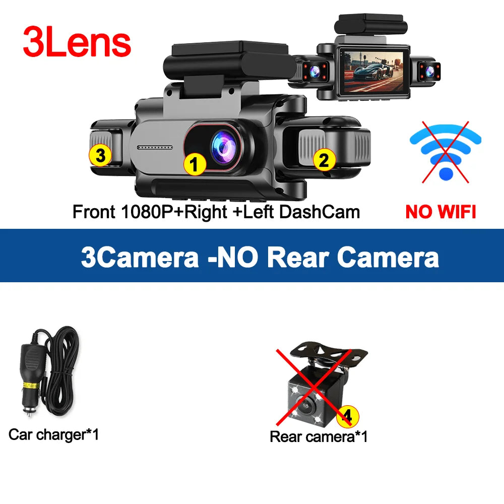 360°Auto Camera 1080P Video Recorder 3/4 Lens WIFI DashCam for Car DVR Black Box Night Vision 24H Parking Monitor Car Assecory
