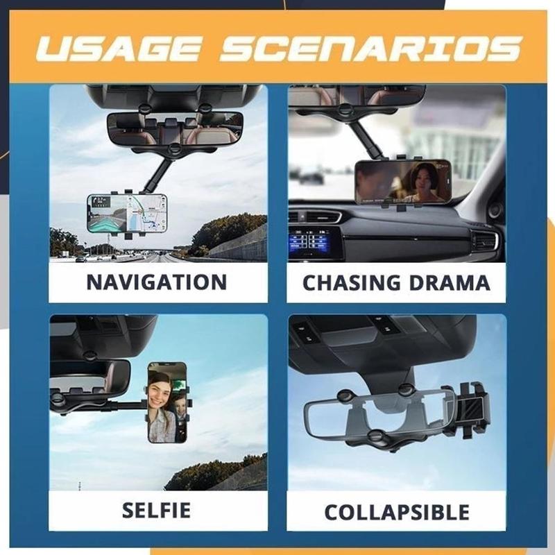 360° Rotatable Rearview Mirror Phone Holder – Universal Car Phone Mount