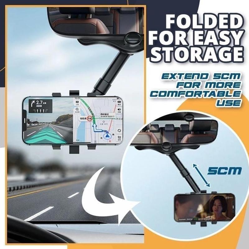 360° Rotatable Rearview Mirror Phone Holder – Universal Car Phone Mount