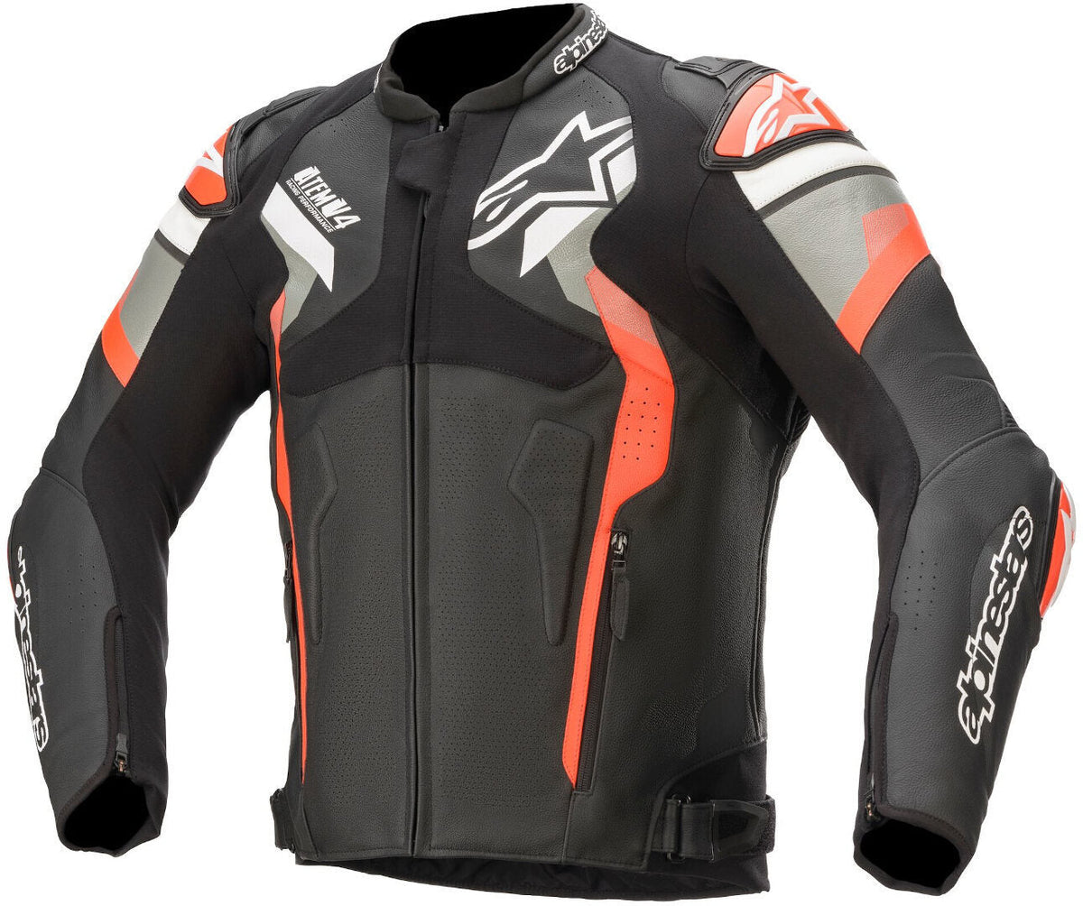 Damoto  Atem V4 Motorcycle Leather Jacket Black/Orange Flourcent