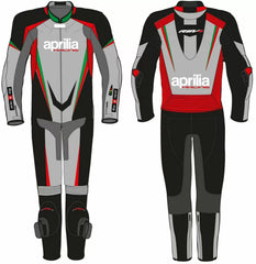 Gray Black Aprilia Motorcycle Racing Leather Suit