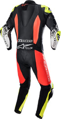 GP Tech 4 One Piece Motorcycle Leather Suit Black / Orange / Yellow Fluorescent
