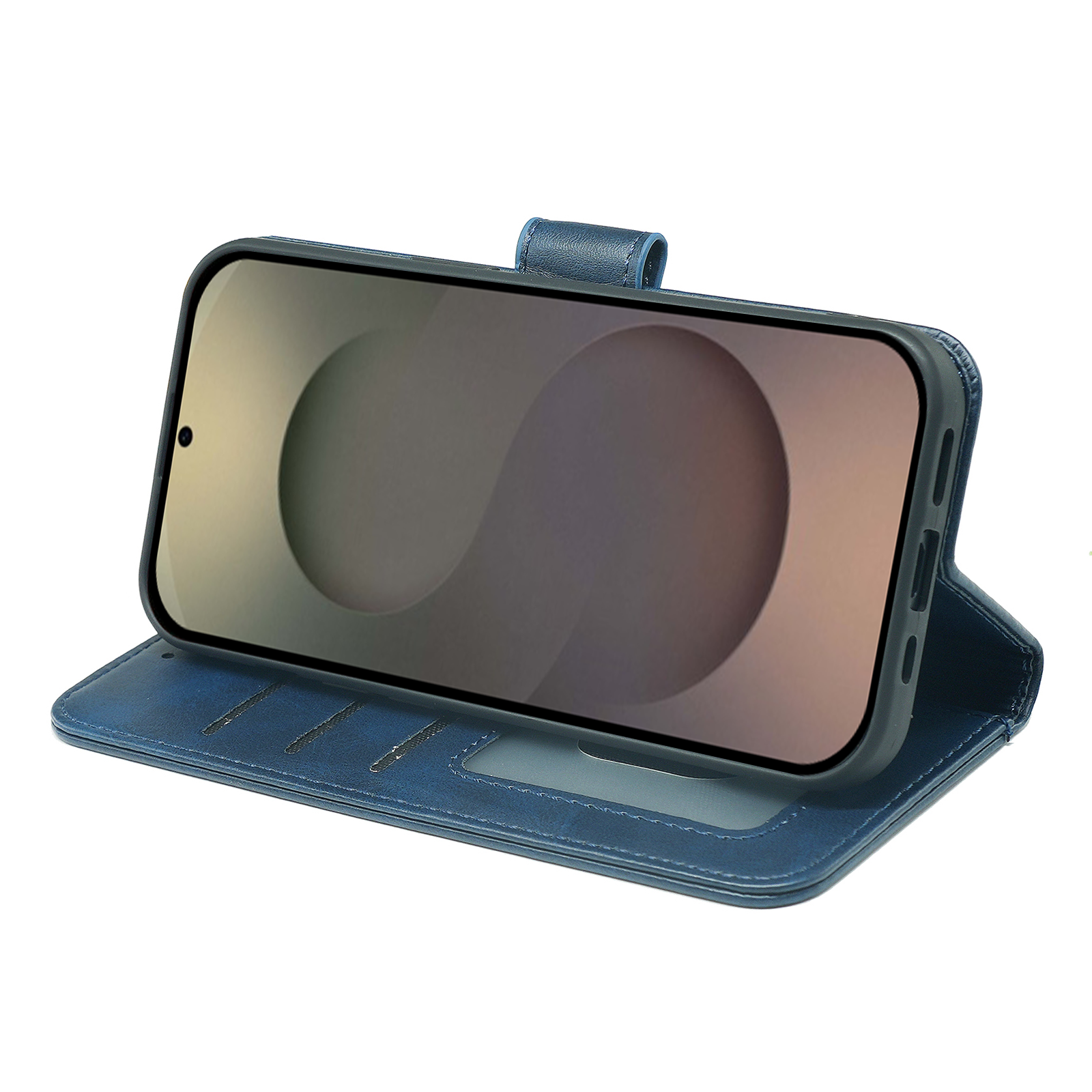 Samsung Galaxy S25 Series phone case with leather wallet flip cover, featuring a book-style design and card slots.