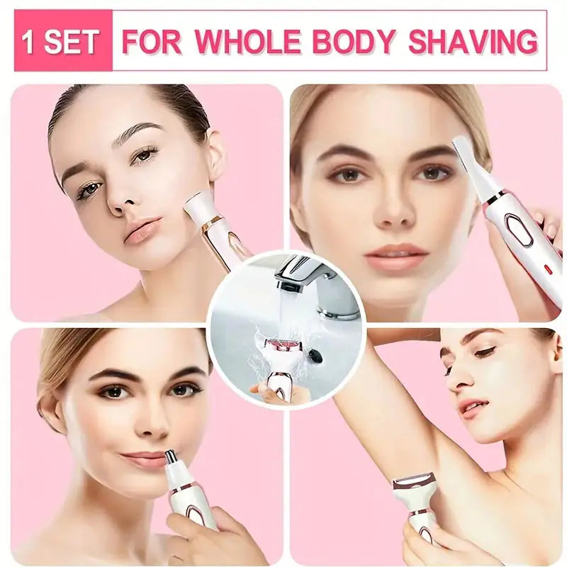 4 In 1 Electric Lady Shaver, Body Hair Removal Epilator, Painless Cordless Trimmer Razor, Gifts For Women