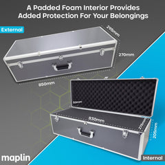 Maplin Plus Aluminium 270 x 850 x 295mm Flight Case - Black