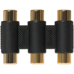 Maplin 3-Way RCA Phono Coupler Adapter Red/White/Yellow Sockets - Black