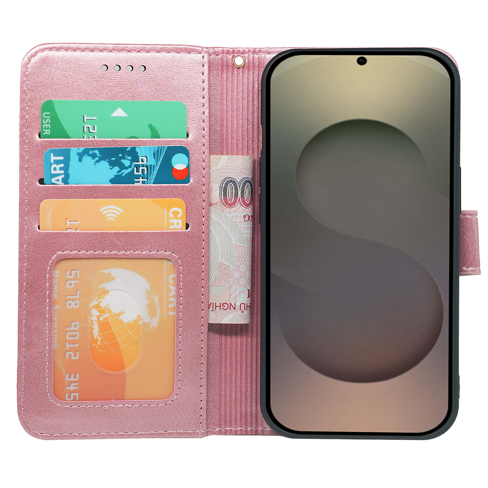 Samsung Galaxy S24 Series Book Flip Case by Phone Base, leather wallet-style phone case with protective cover and card slots.