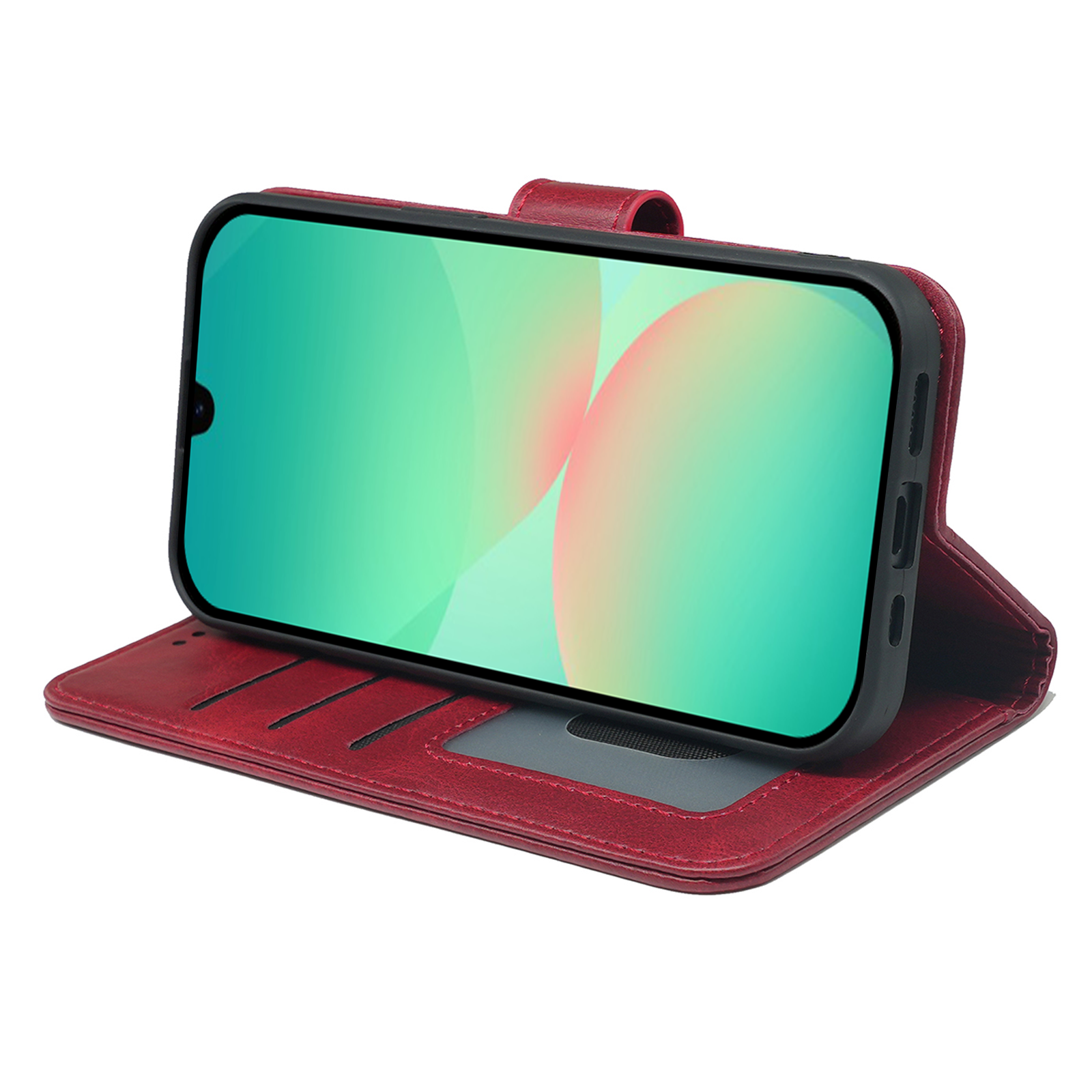 Samsung Galaxy A16 book flip case by Phone Base, leather wallet-style phone case with card slots and protective cover.