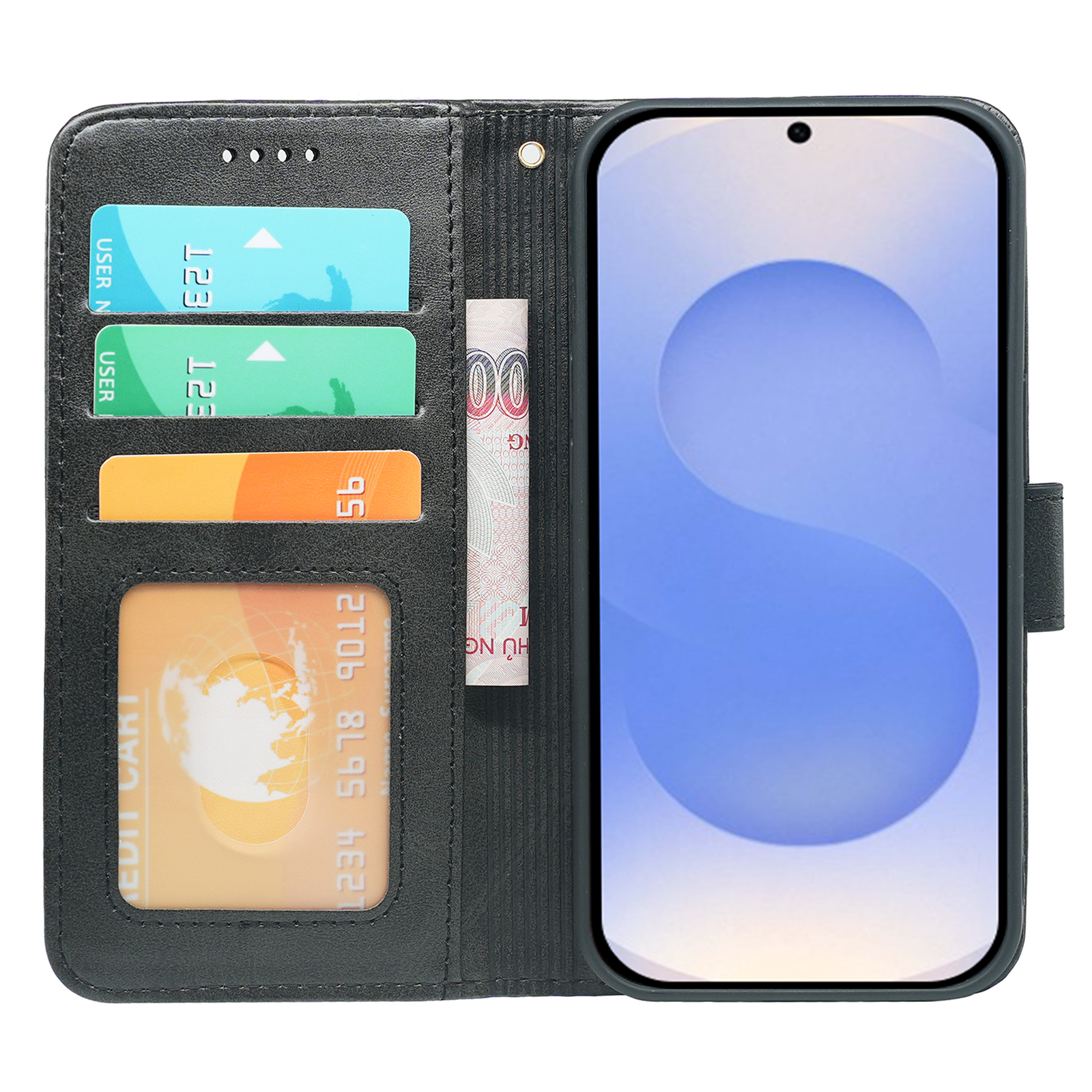 Samsung Galaxy S24 Series book flip case by Phone Base, leather wallet-style phone case with card slots and protective cover.