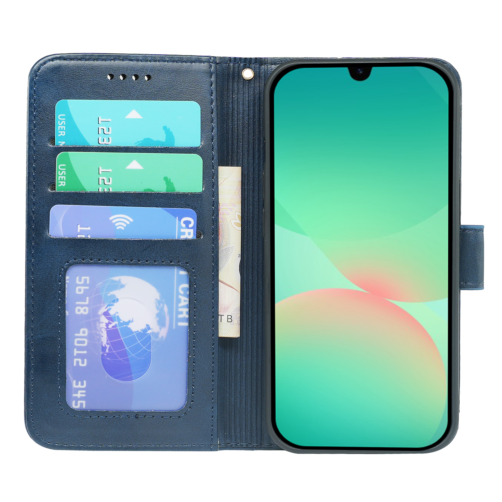 Samsung Galaxy A26 Book Flip Case by Phone Base, leather wallet-style phone cover with card slots and stand feature.