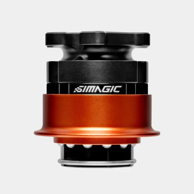 Simagic Alpha EVO USB Quick Release wheel accessory for SRM adapters, compatible with Trak Racer UK racing wheel setup.