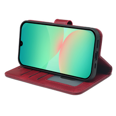 Samsung Galaxy A26 leather wallet book flip case by Phone Base with card slots and protective cover for the phone.
