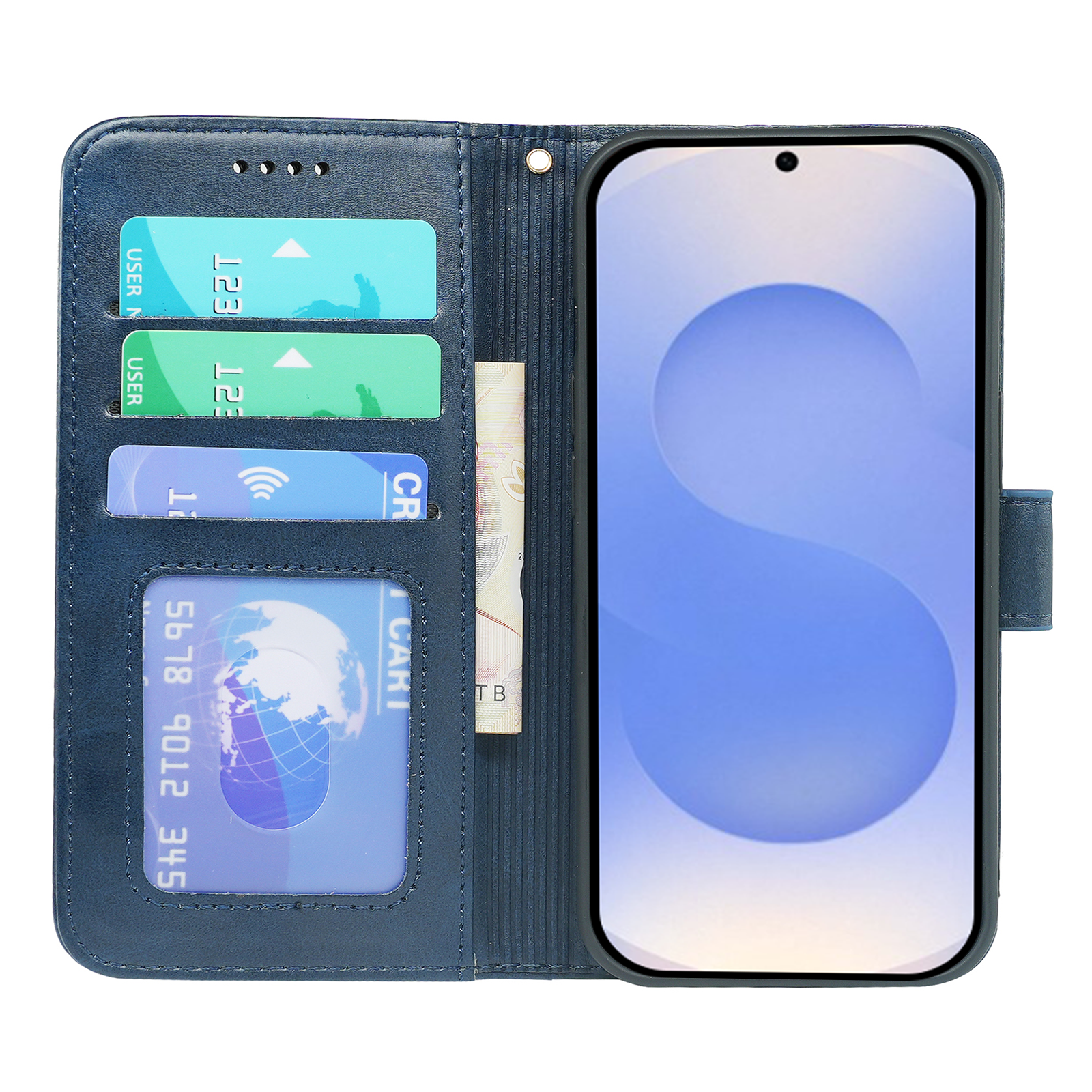 Samsung Galaxy S24 Series Book Flip Case by Phone Base, leather wallet-style phone cover with card slots and flip cover design.