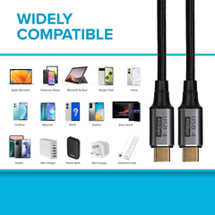Maplin Pro USB-C to USB-C v4.0 40Gbps 8K@60Hz Super Speed Braided Cable - Black, 1.2m