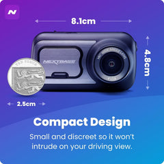 Eliteridegear 422GW dash cam front view with 2.5-inch touchscreen, mounted in a car interior, showing lens and display screen.