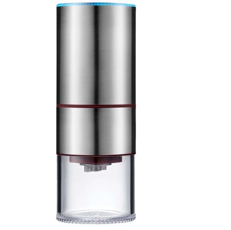 Adistore electric stainless steel coffee grinder with bean hopper and grinding blades for fresh coffee brewing.