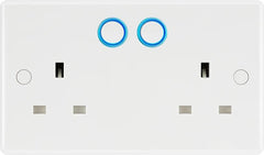 British General Slim Nexus Double Switched 13A Power Socket + Smart Home Control - White
