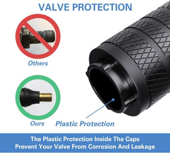 Tire Valve Stem Caps, Black, 4 Pcs/Pack, Anodized Aluminium Tire Valve Cap Set, Corrosion Resistant, Universal Stem Covers for Cars Trucks Motorcycles Suvs and Bikes (Black)