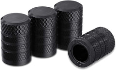 Tire Valve Stem Caps, Black, 4 Pcs/Pack, Anodized Aluminium Tire Valve Cap Set, Corrosion Resistant, Universal Stem Covers for Cars Trucks Motorcycles Suvs and Bikes (Black)