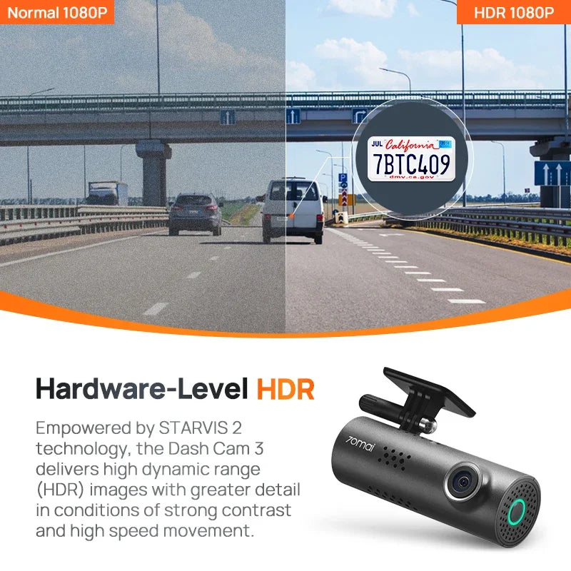 Eliteridegear 70mai Smart Dash Cam 3 M200 with 1080P video, voice control, 130°FOV, WiFi, car DVR, auto recorder and parking monitor