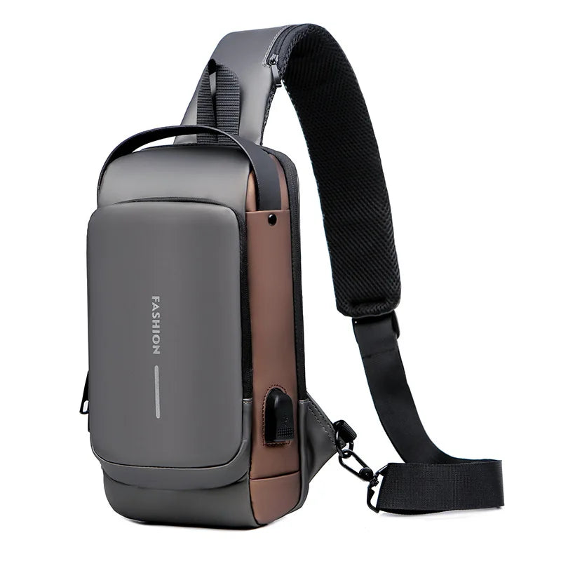 Eliteridegear men's chest bag with password lock, anti-theft design, worn crossbody for outdoor running, travel, or casual use