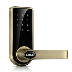 Password + Key + Sensor Card Zinc Alloy Red Bronze Electronic Door Lock Touch Screen Electronic Code Lock, OS8818-QGT Bronze