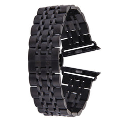 Hidden Butterfly Buckle 7 Beads Stainless Steel Watch Band For Apple Watch 42mm(Silver Gold), 20mm Women