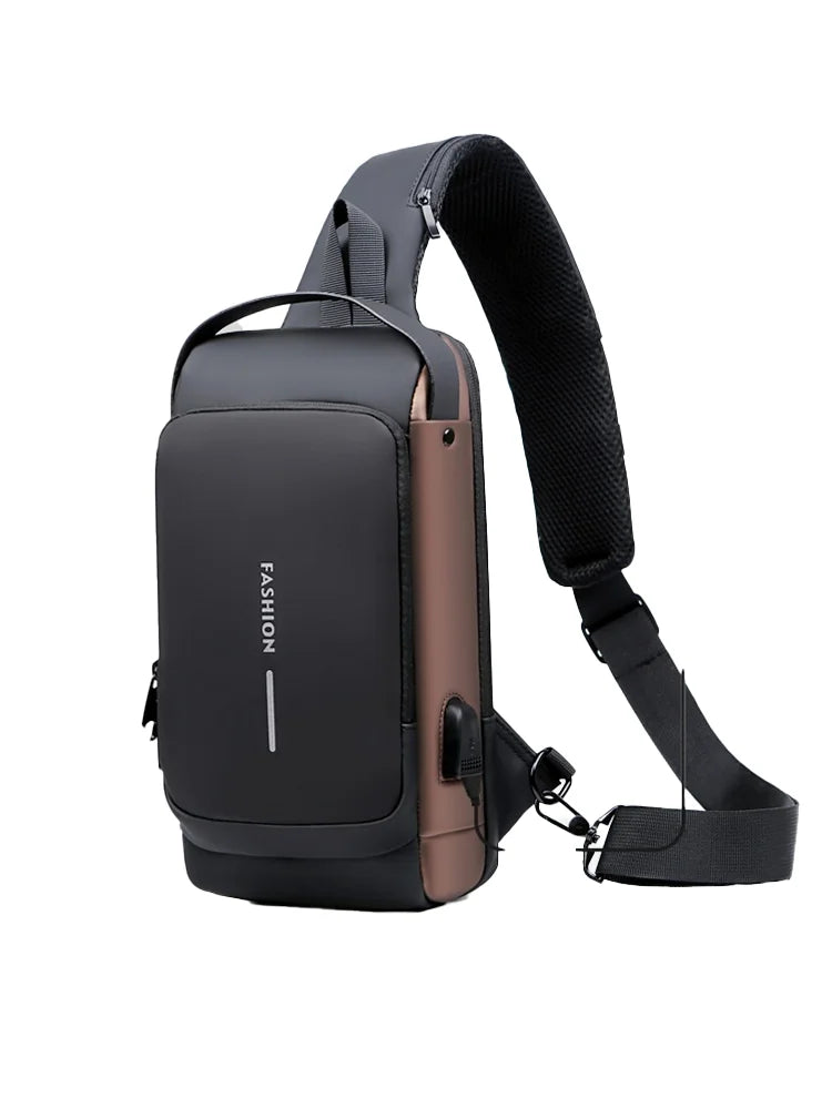 Men's Eliteridegear chest bag with password lock, anti-theft design, suitable for biking, running, travel, and outdoor activities.
