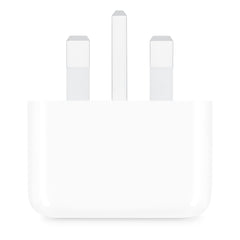 Apple genuine 20W USB-C power adapter plug with compact design, compatible with iPhones and other USB-C devices.