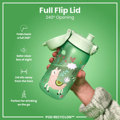 Leak Proof Kids Water Bottle, Recyclon, Llamas, 350ml (12oz)