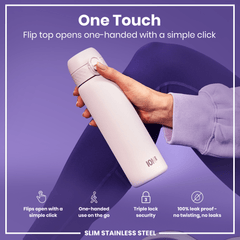 Leak Proof Slim Water Bottle, Stainless Steel, Lilac Dusk, 600ml (20oz)