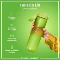 Leak Proof 1 litre Water Bottle, Recyclon, Green, 1L