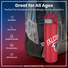 Leak Proof NFL Water Bottle, Stainless Steel, Atlanta Falcons, 600ml (20oz)