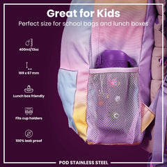 Leak Proof Kids Water Bottle, Stainless Steel, Aliens, 400ml (13oz)