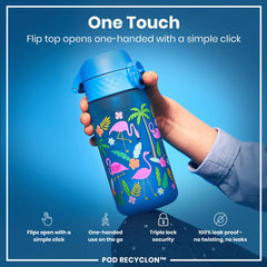 Leak Proof Kids Water Bottle, Recyclon, Flamingos, 350ml (12oz)