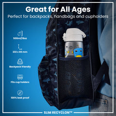 Leak Proof Slim Water Bottle, Recyclon, Robots, 500ml (18oz)