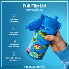 Leak Proof Kids Water Bottle, Stainless Steel, Sea Turtle, 400ml (13oz)