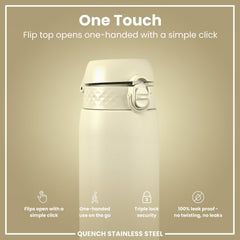 Leak Proof 1 Litre Water Bottle, Stainless Steel, Creamy White, 1L