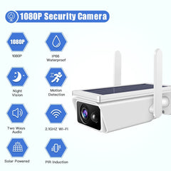 T13-2 1080P HD Solar Powered 2.4GHz WiFi Security Camera with Battery, Support Motion Detection, Night Vision, Two Way Audio, TF Card, T13-2 with Battery