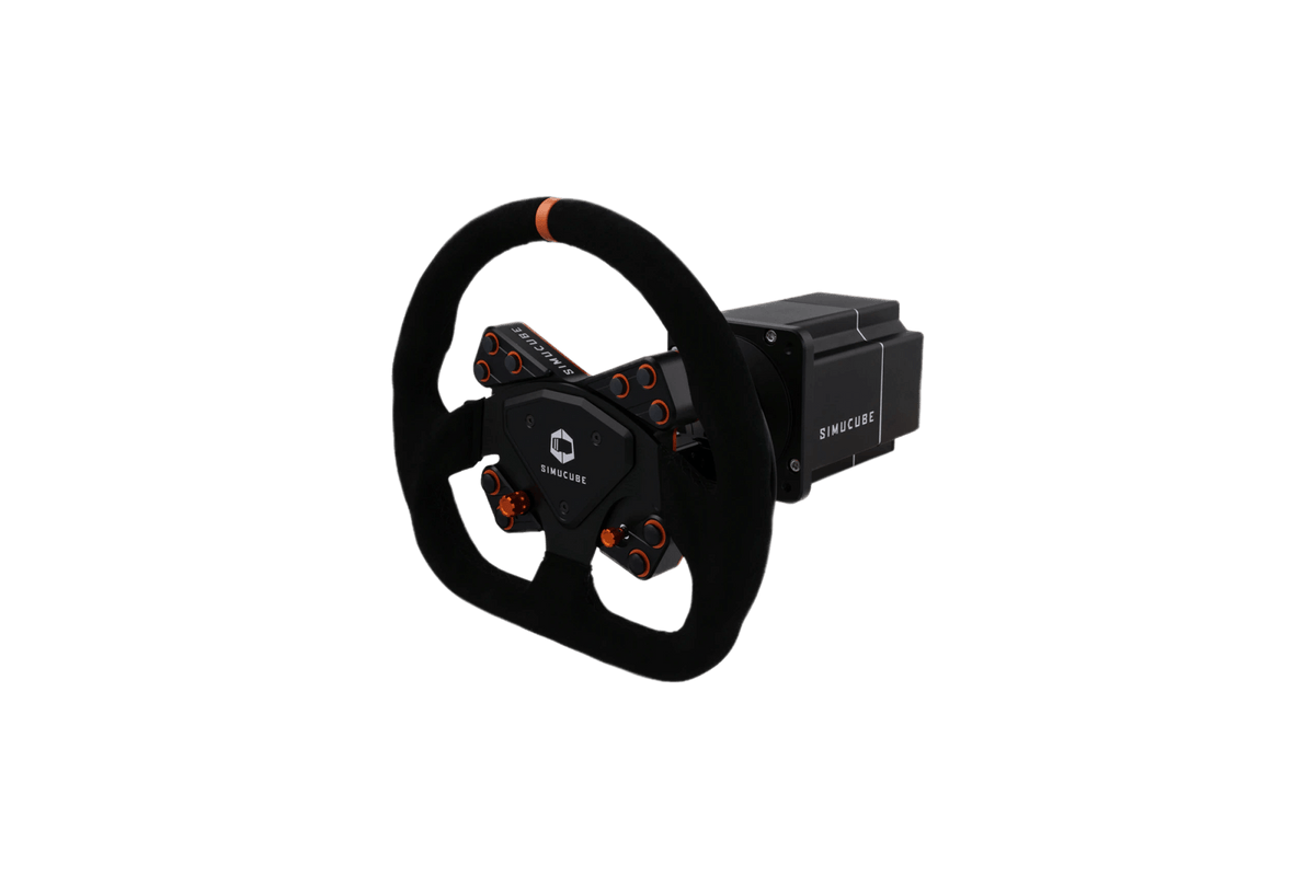 Simucube Tahko GT21 Black Edition steering wheel and Simucube 2 Sport base from Trak Racer UK, professional racing simulator bundle.