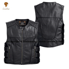 Men's Perforated Tactical Leather Biker Vest | Premium | Breathable | All Sizes XS-4XL