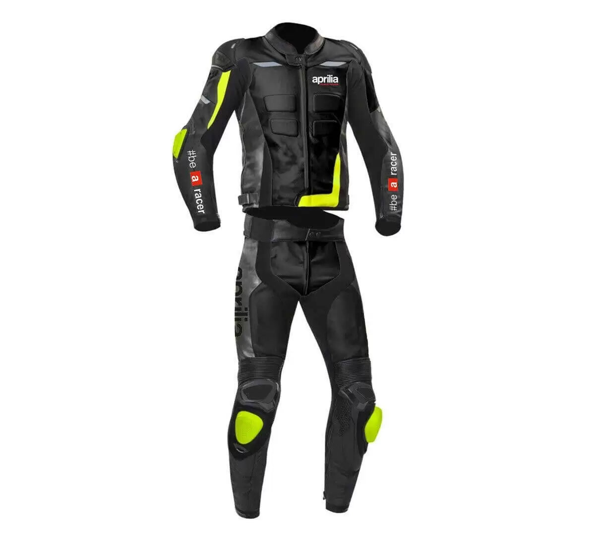 Black Aprilia Motorcycle Racing Leather Suit