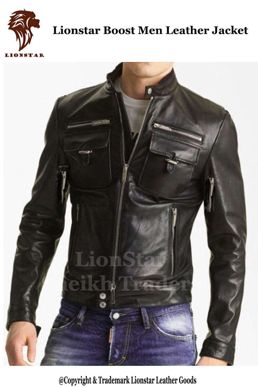 Classic Black Leather Jacket for Men | Lionstar Boost | Premium Cowhide | Timeless Style