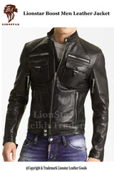 Classic Black Leather Jacket for Men | Lionstar Boost | Premium Cowhide | Timeless Style