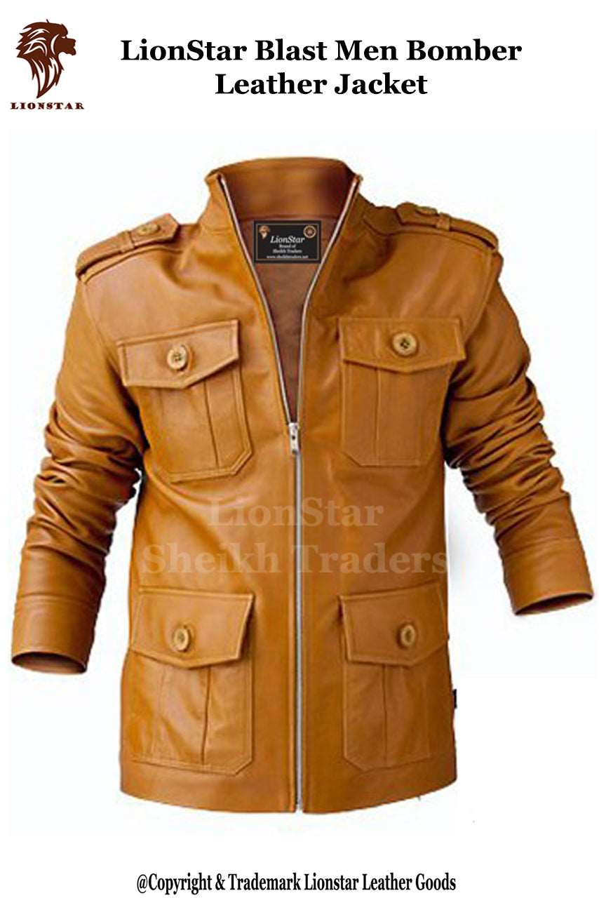 Men's Blast Bomber Leather Jacket | Premium Genuine Leather | Aviation Style