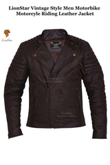 Men's Distressed Brown Leather Biker Jacket | Premium Cowhide | Vintage Biker Style