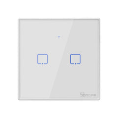 Sonoff T2 Touch 86mm Tempered Glass Panel Wall Switch Smart Home Light Touch Switch, Compatible with Alexa and Google Home, AC 100V-240V, UK Plug, 86mm/ 2 UK Plug
