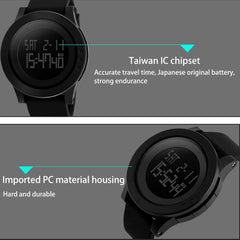 SKMEI 1142 Multifunctional Men Outdoor Sports Noctilucent Waterproof Silica Gel Digital Watch